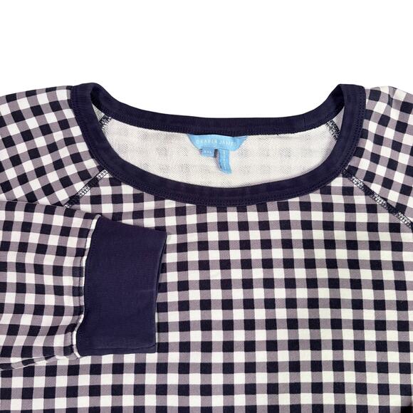 Draper James Natalie Gingham Cotton Sweatshirt Sz XXL - Picture 1 of 6